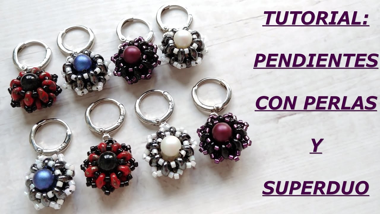 TUTORIAL: Pendientes con Superduo y Perlas | бісероплетіння сережки супердуо | beads diy earrings
