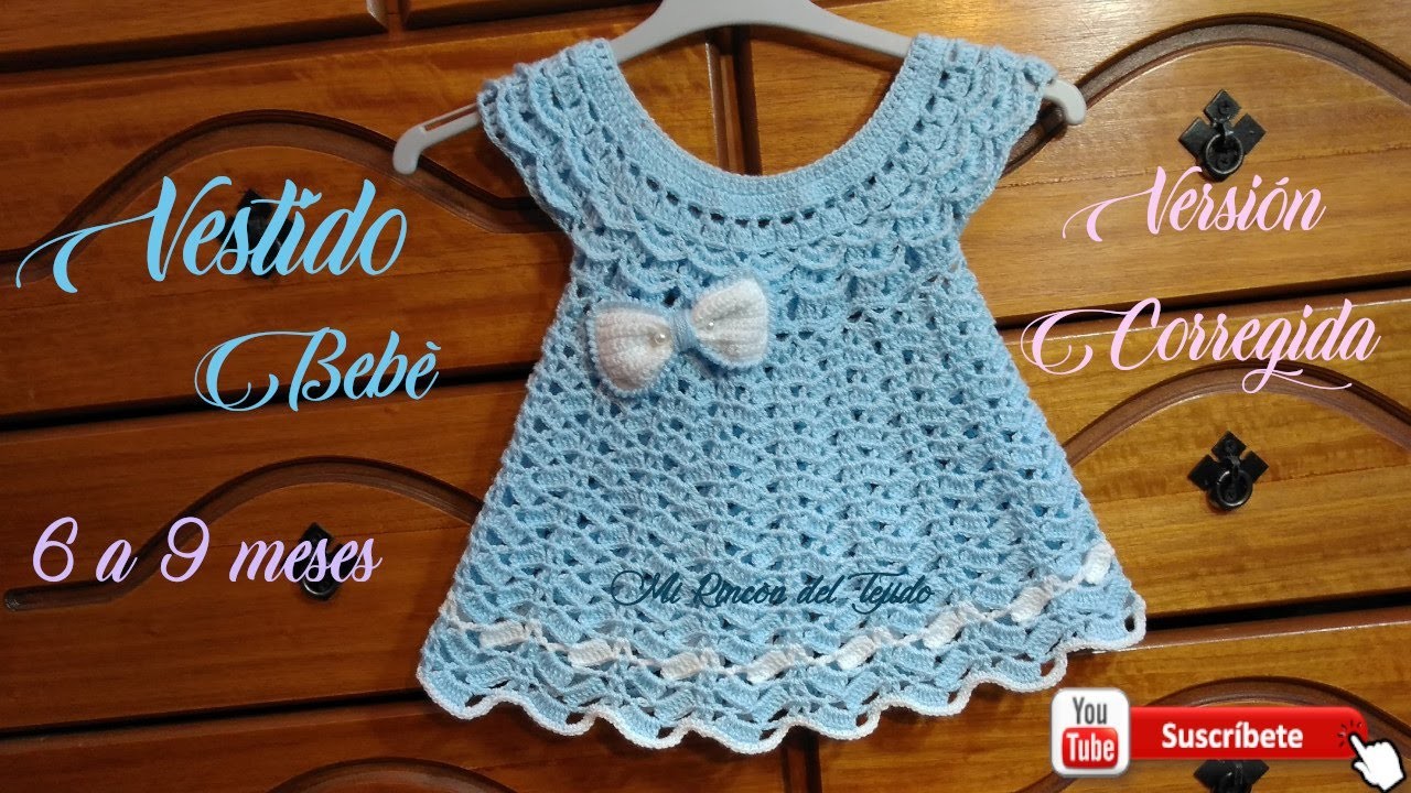 Vestido Bebe a Crochet Tutorial Paso a paso. Parte 2 de 2 (corregido). tığ işi bebek elbisesi
