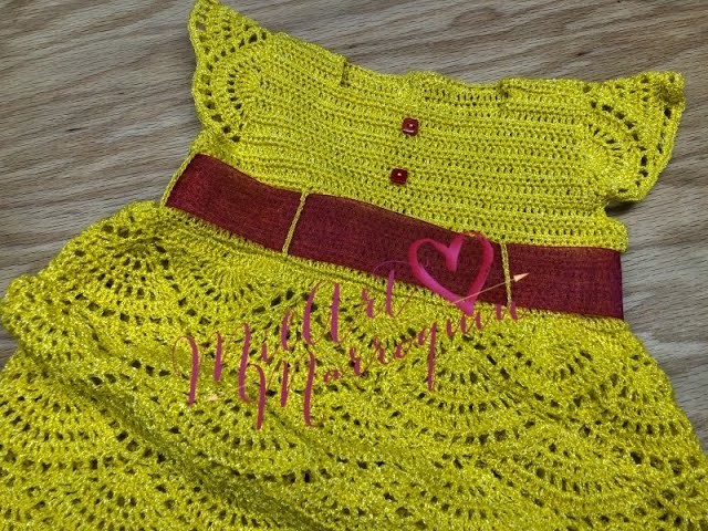 Vestido Crochet Bebe 3 a 6 meses parte 1 de  2