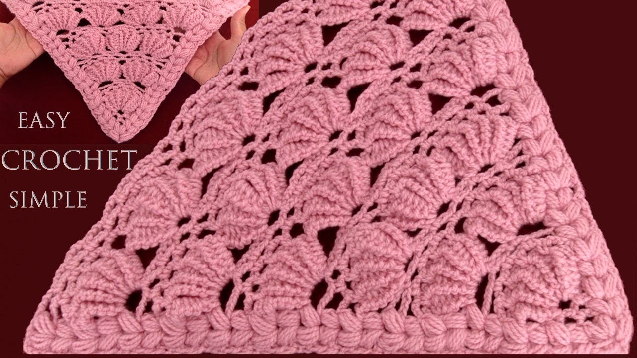Como tejer a crochet punto conchas de abanico 3D para chal o poncho tejido con ganchillo