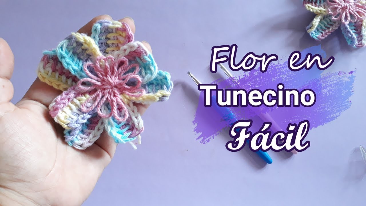 Fácil y rápido FLOR EN CROCHET TUNECINO  | Crochetcosas