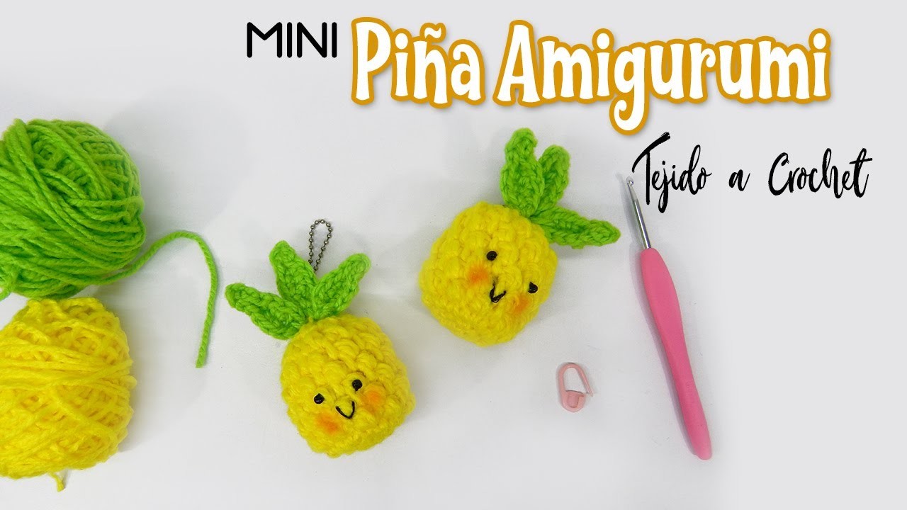Mini Piña amigurumi LLAVERO TEJIDO A CROCHET