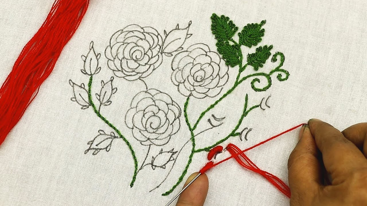 Bordado fantasía : Rosa (puntada de nudo de lingotes) ???????? Rose embroidery with bullion knot stitch