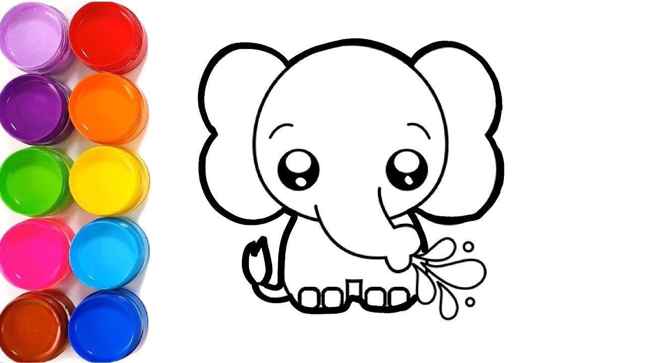 Como dibujar elefante de colores muy bonito Facil y rapido
