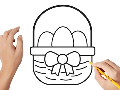 Cómo dibujar una canasta de Pascua con huevos | Dibujos sencillos