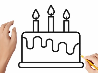 Cómo dibujar una torta de cumpleaños | Dibujos sencillos