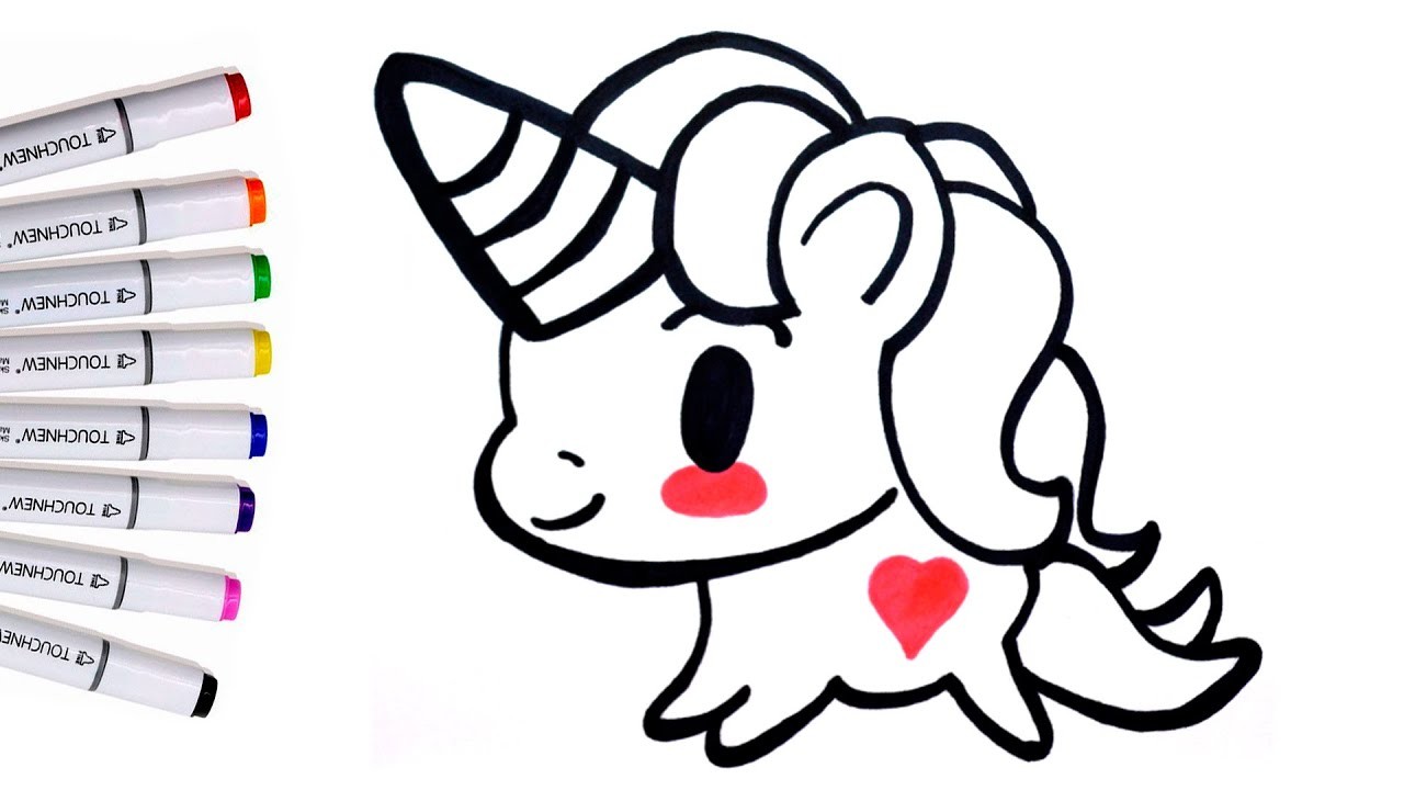 ❤️ COMO DIBUJAR UNICORNIO KAWAII - Dibujos de unicornio de arco iris bebé - Cómo dibujar kawaii
