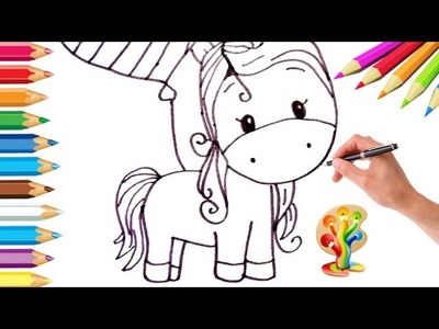 ????Dibujar y colorear un unicornio KAWAII