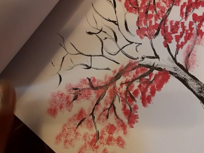 Dibujo de Árbol de cerezo Japonés paso a paso con pintura acrílica.primera parte#HolaKamyArte