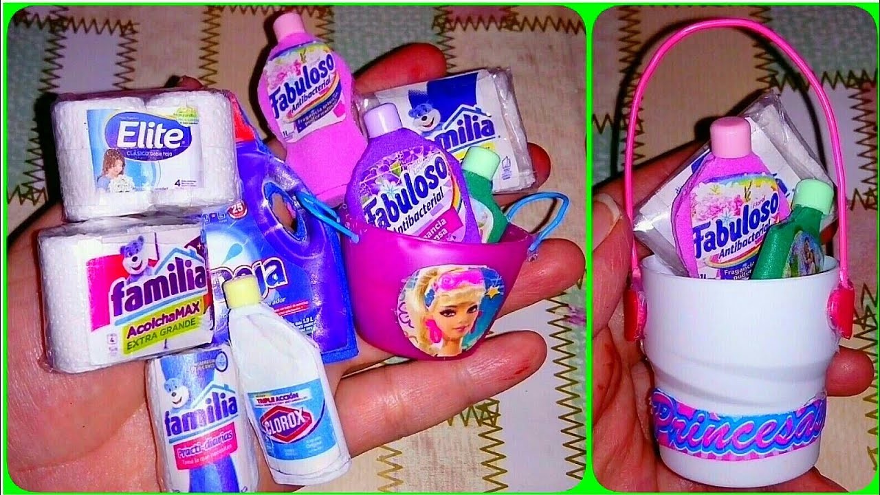 DIY Cosas fáciles de hacer para bebe y muñecas Barbie - productos de limpieza miniatura