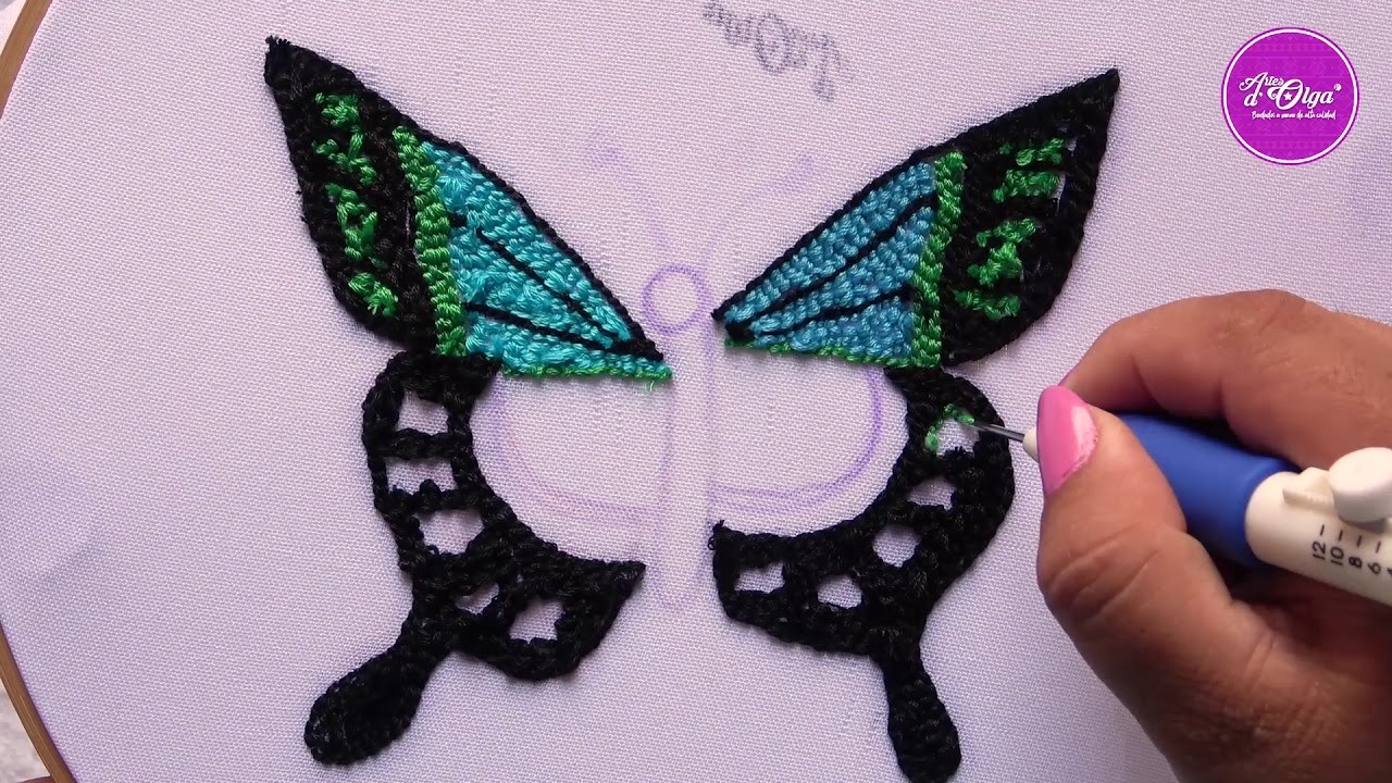 Mariposa Bordada con Aguja Mágica | Punch Needle Butterfly