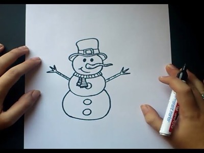 Como dibujar un muñeco de nieve paso a paso 2 | How to draw a snowman 2