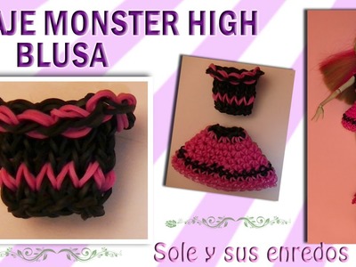 Cómo hacer la Blusa de un Traje para la muñeca Monster High con gomitas elásticas