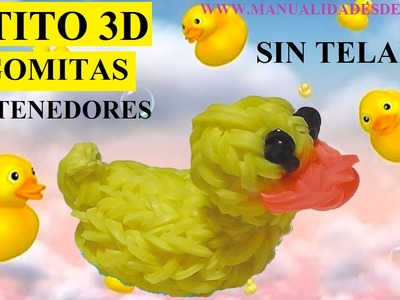 COMO HACER UN PATITO 3D DE GOMITAS SIN TELAR, TUTORIAL CON TENEDORES