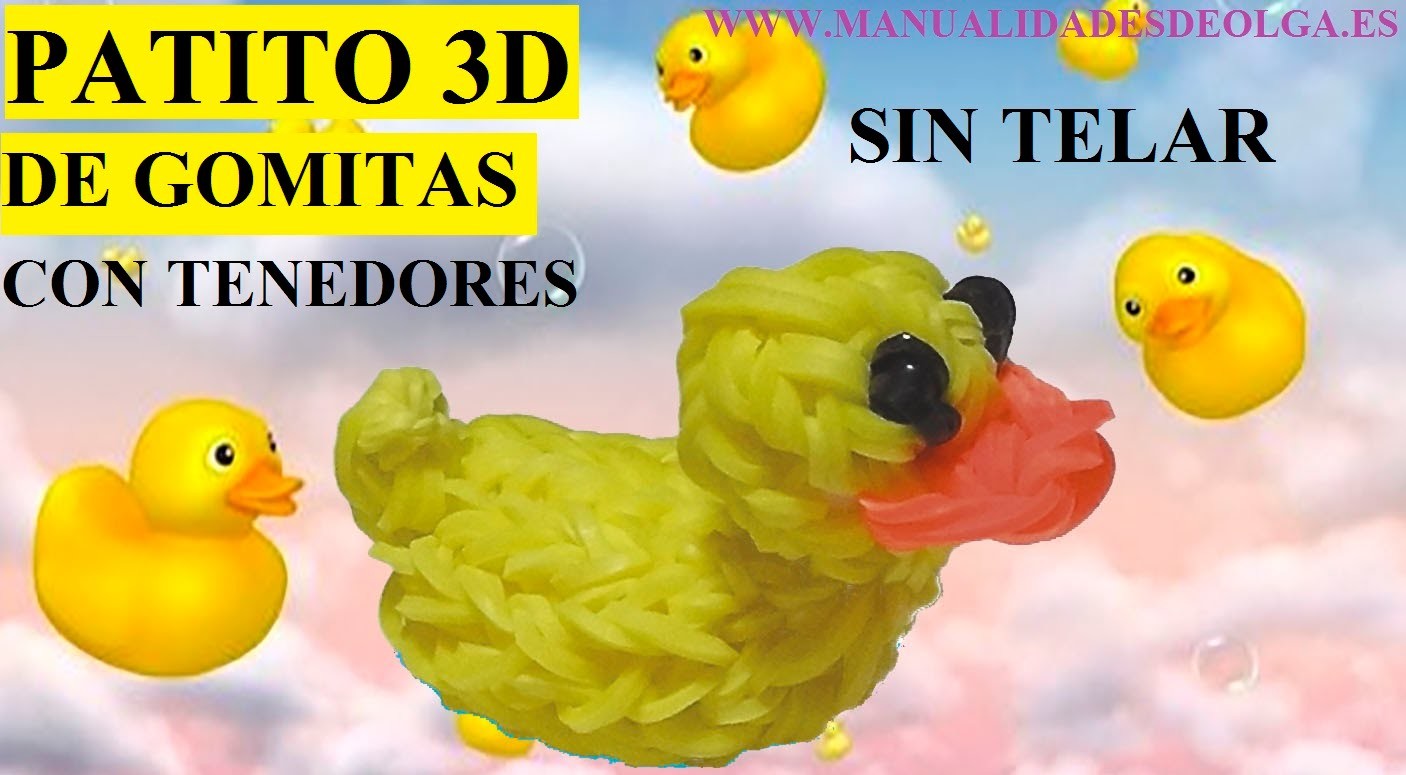 COMO HACER UN PATITO 3D DE GOMITAS SIN TELAR, TUTORIAL CON TENEDORES