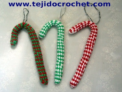 Como tejer Bastoncito de Navidad en tejido crochet, tutorial paso a paso.