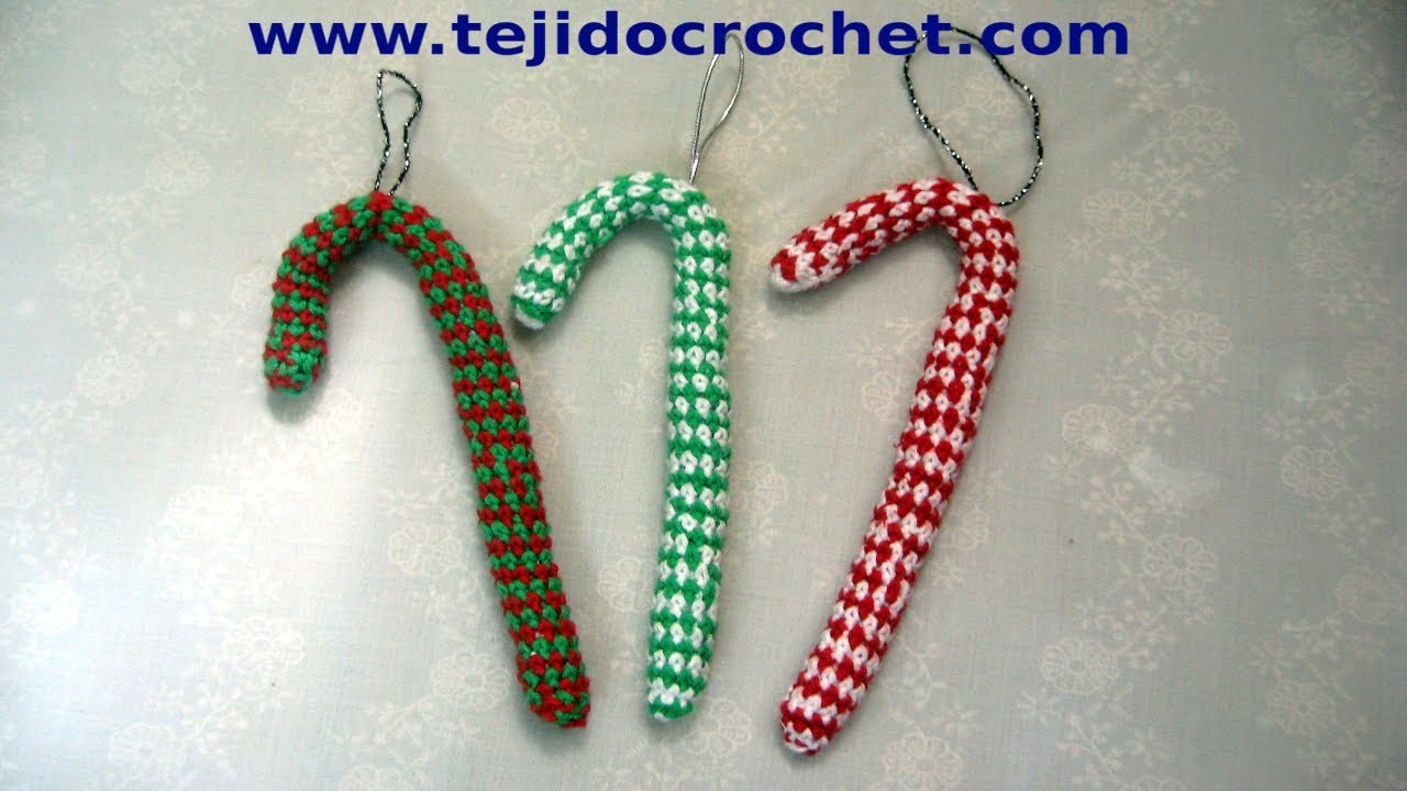 Como tejer Bastoncito de Navidad en tejido crochet, tutorial paso a paso.