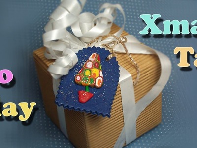 DIY Polymer Clay Christmas tree tag decoration - Chiudipacco natalizio - Tarjeta regalos Navidad