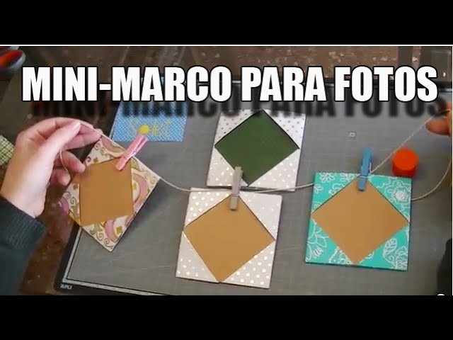 Mini marcos de fotos origami con papel de regalo - scrapbook. Muy fácil.