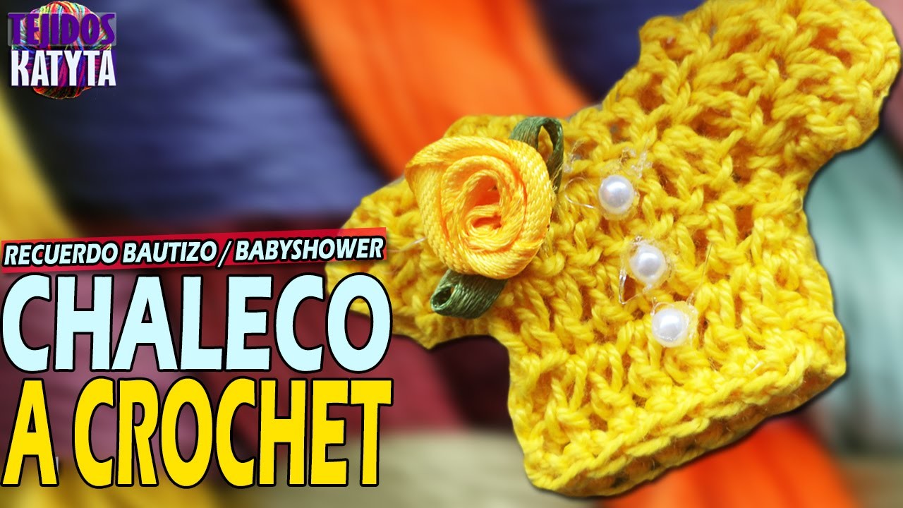 Recuerdo Bautizo o Baby Shower - Chaleco - Sueter a Crochet