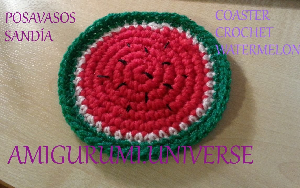 DIY Tutorial Posavasos Sandía. Coaster Crochet Watermelon (eng sub) by Amigurumi.Universe
