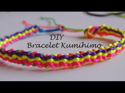 DIY Tutorial pulsera kumihimo cuadrado tres filas de colores.bracelet kumihimo square
