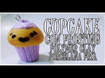 ♥ CUPCAKE CON FROSTING-POLYMER CLAY.PORCELANA FRÍA ♥