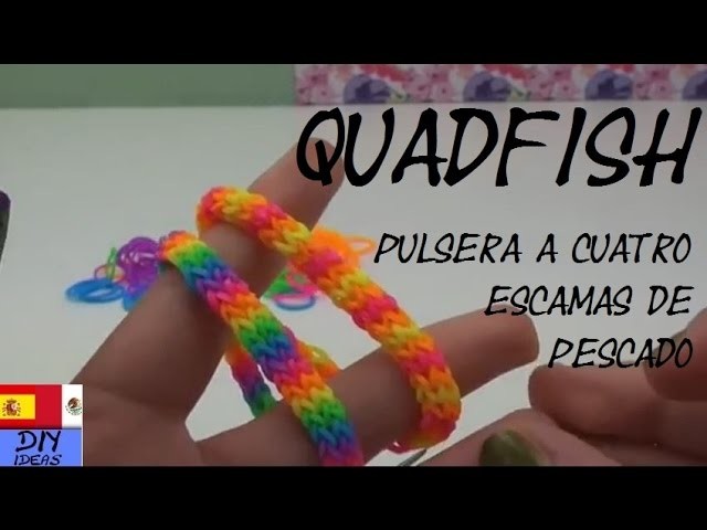 Pulseras Quadfish - Cuadrafish - con tenedor - sin telar - Tutorial en español - DIY