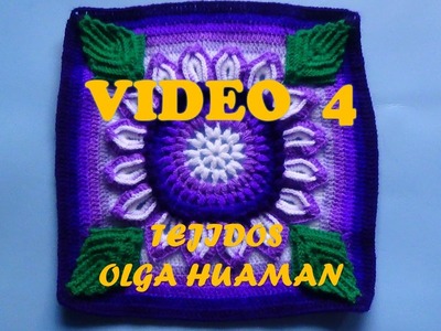 Colcha tejido a crochet muestra "flor de 16 pétalos" video 4