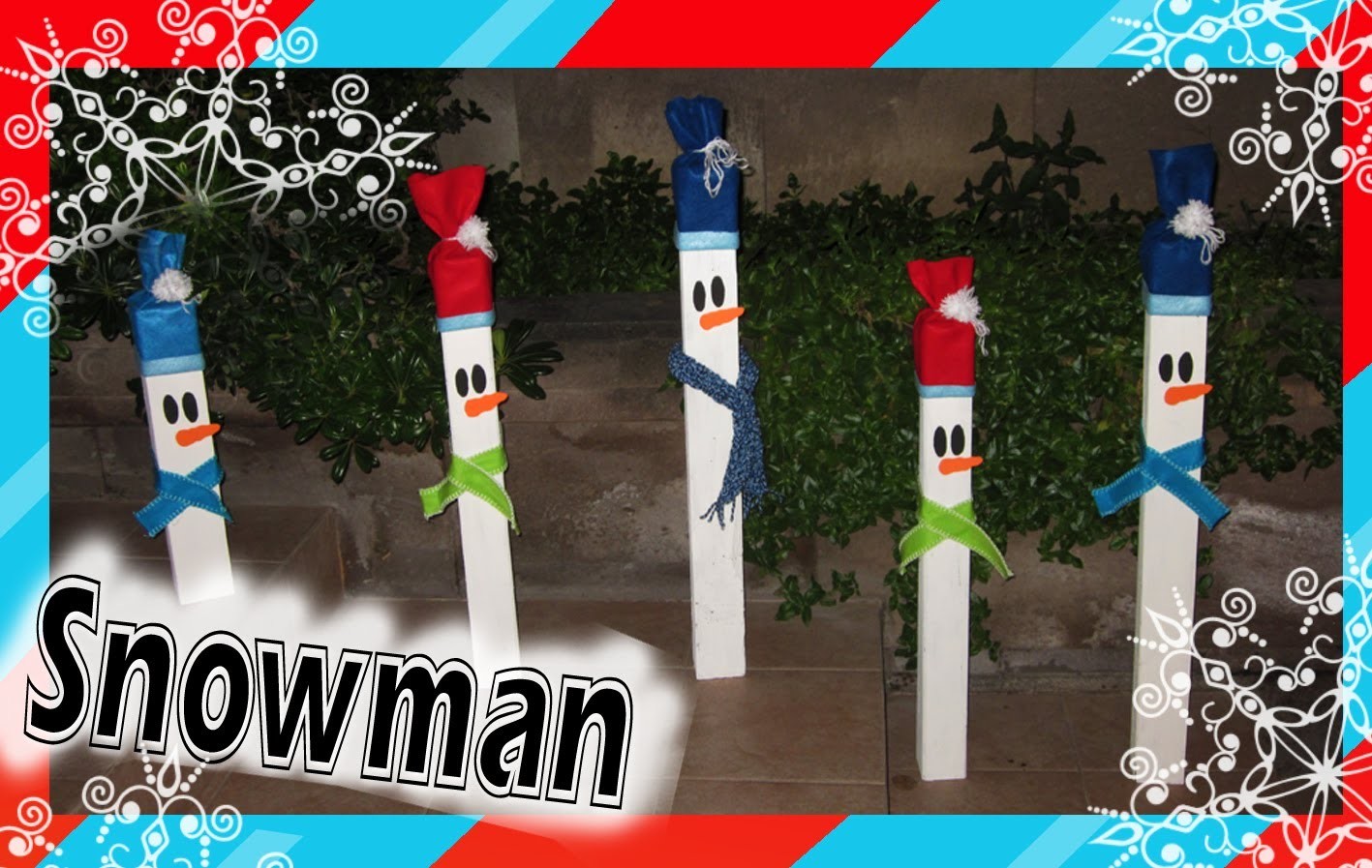 Decoración: Muñecos de Nieve. Wooden Christmas decorations: Snowman