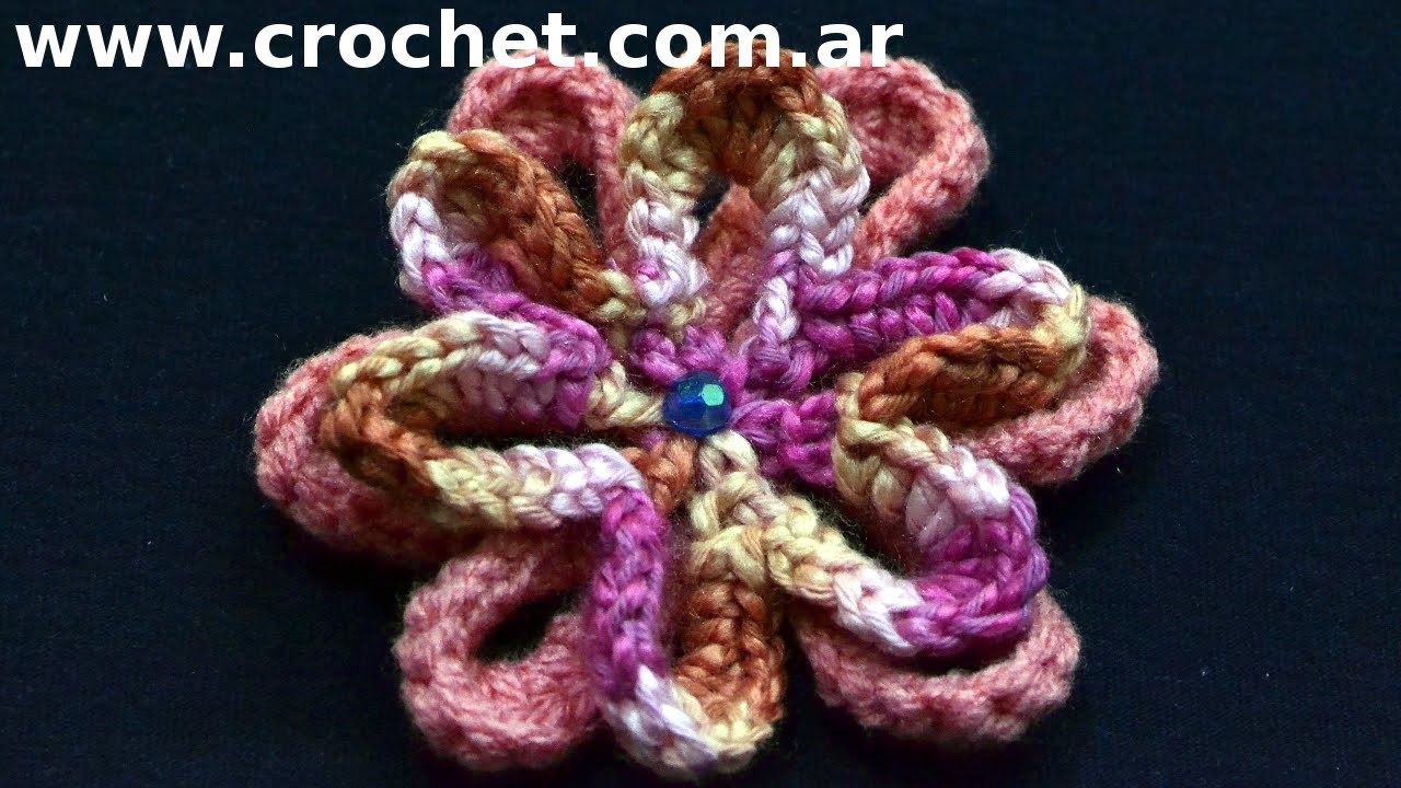 Flor N° 24 en tejido crochet tutorial paso a paso.
