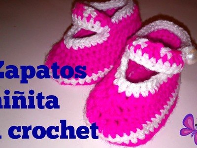 Zapato de lana  para bebita  tejido a crochet ♥