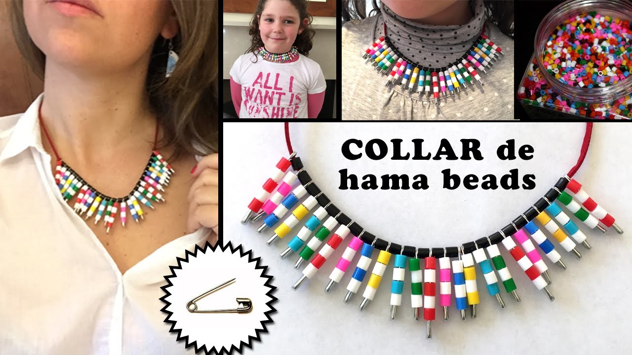 Collar de imperdibles y hama beads
