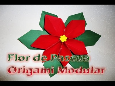Flor de Pascua Navideña hecha de Cartulina, origami Modular  (Nochebuena)--DIY