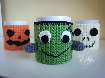 Tutorial Cubretazas (Cup Cozy) Halloween Crochet o Ganchillo Paso a Paso en Español