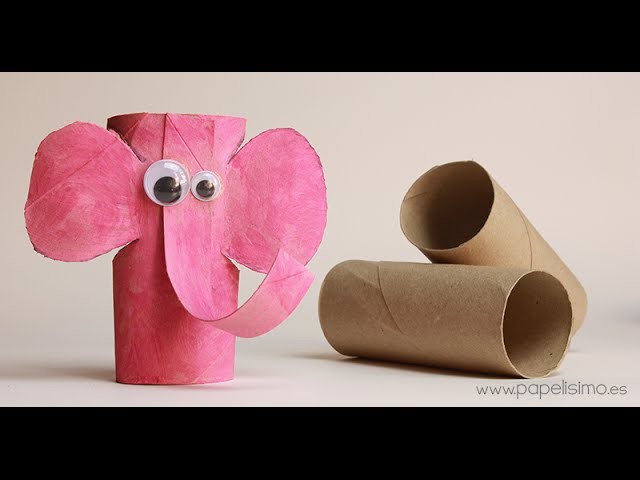 Elefante: Manualidades con rollos papel higiénico
