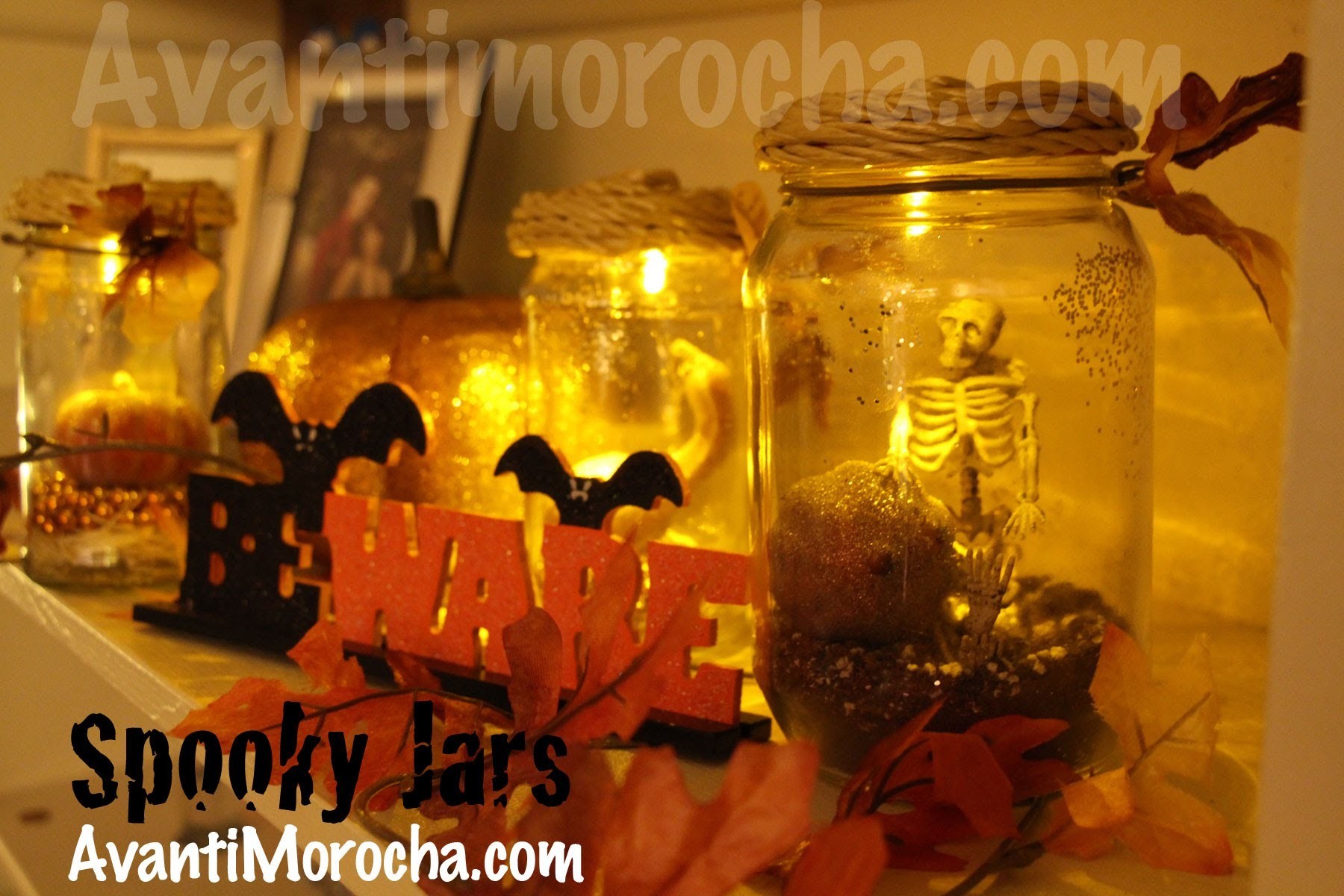 DIY Spooky Jars. Frascos Espeluznantes.Halloween decoracion. Pumpkin Jars. Fall Decor