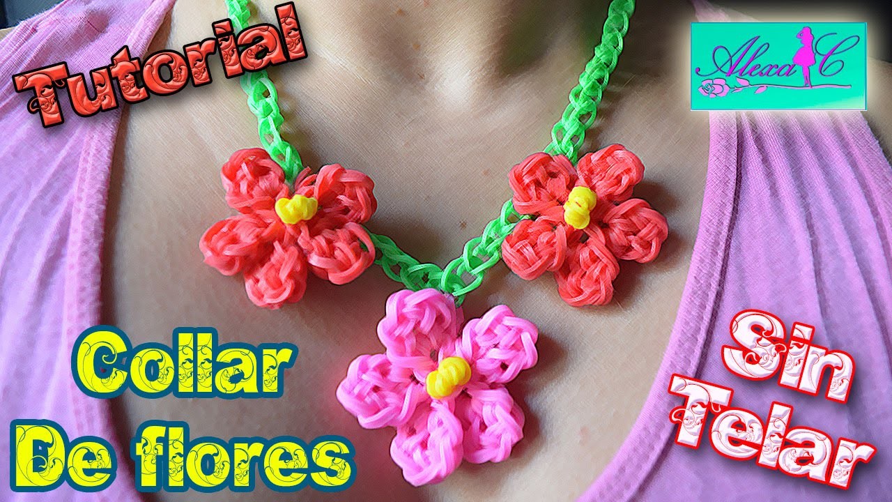 ♥ Tutorial: Collar de Flores de gomitas (sin telar) ♥