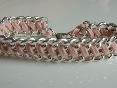 DIY Pulsera con cadenas y cordón de antelina. How to make bracelet chain.