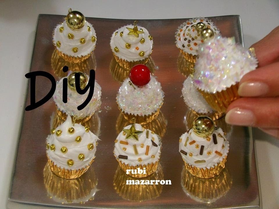 Diy. Cupcakes de navidad para el arbol ( manualidades )