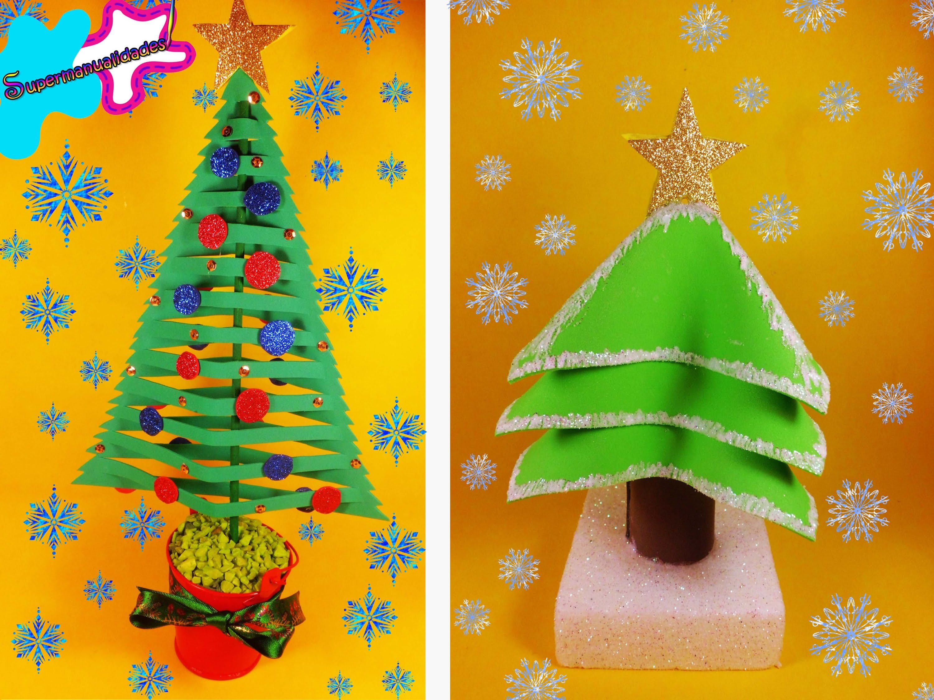 Pinos navideños de fomi ((2 diseños diferentes)) ❅SUPERMANUALIDADES❅