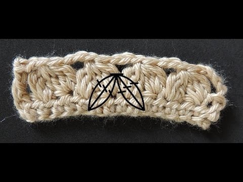 Curso Basico de Crochet : Seis puntos altos cerrados juntos, tomados en dos espacios