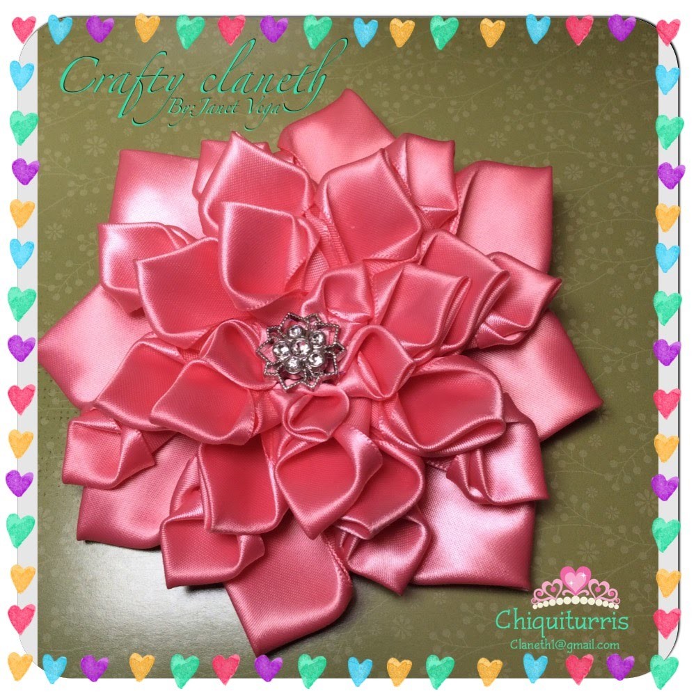 DIY Como hacer una flor kanzashi con Liston satinado #chiquiturris