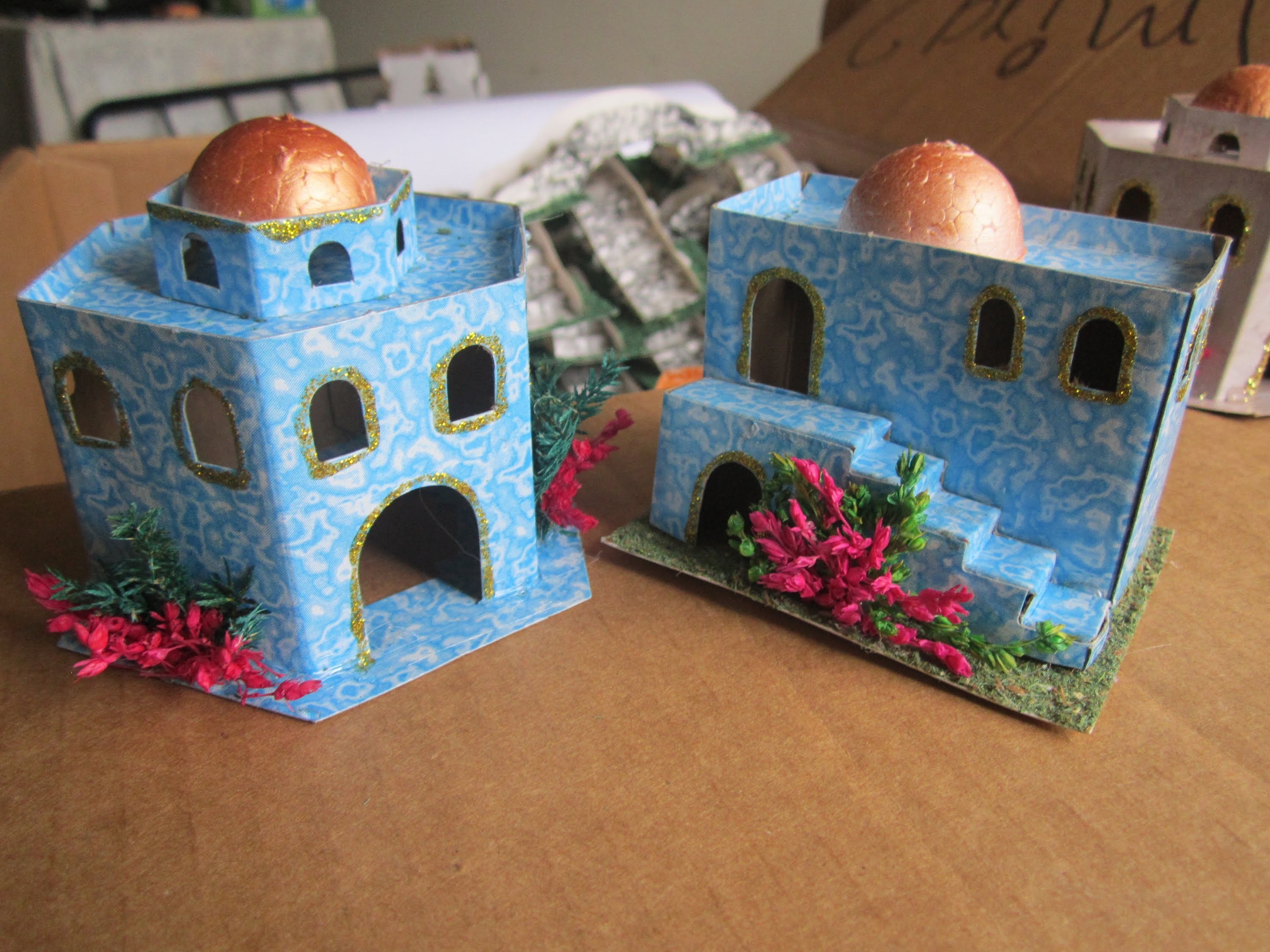 Casitas para pesebre carton