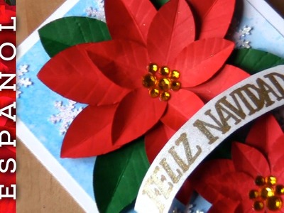 DIY: Tarjeta de Navidad con poinsettias de papel-Fácil!