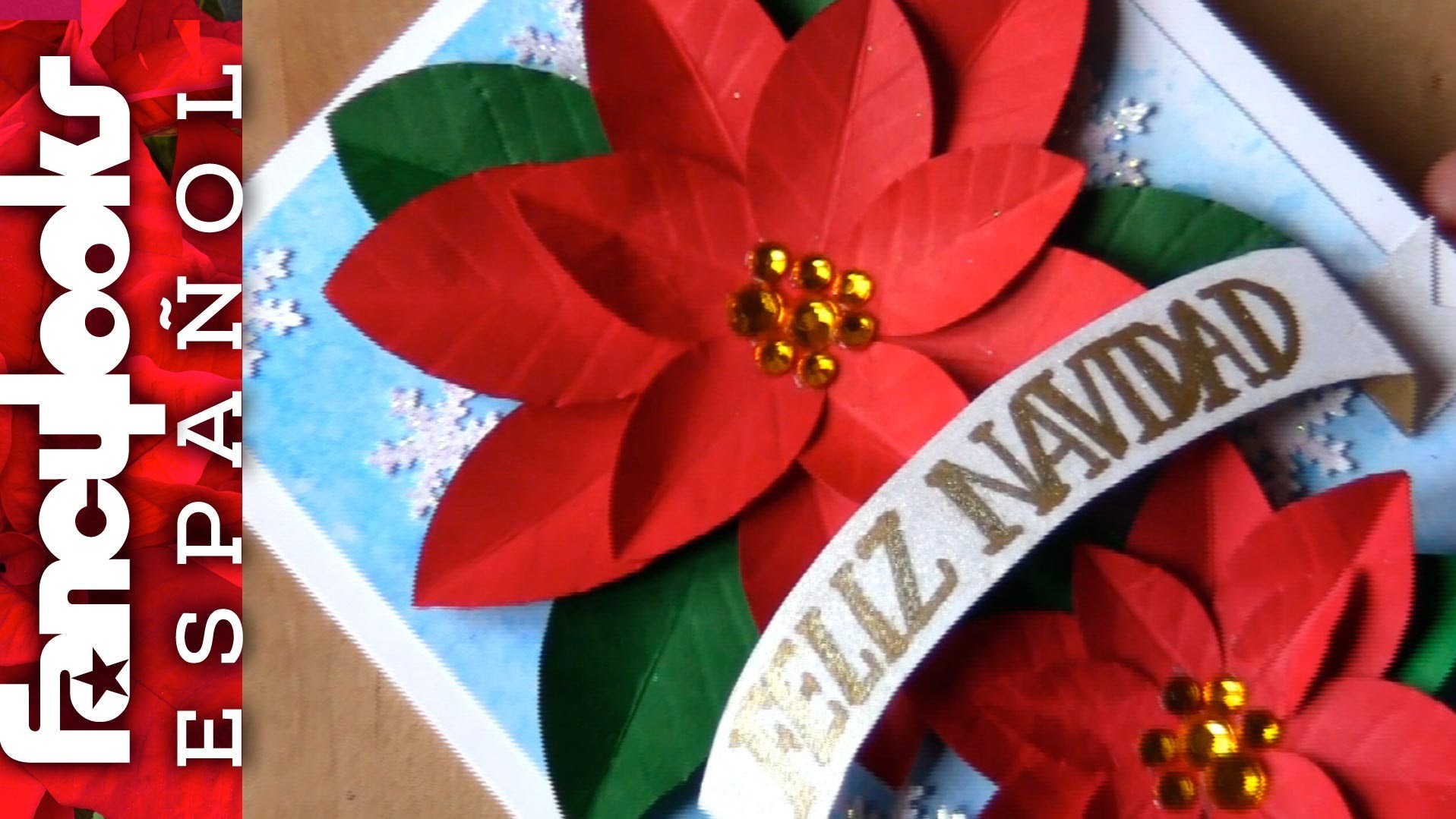 DIY: Tarjeta de Navidad con poinsettias de papel-Fácil!