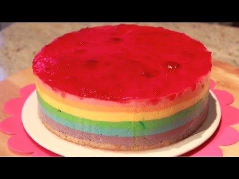 Tarta Arcoiris Mousse de Yogur - Rainbow Cake - Recetas de Postres