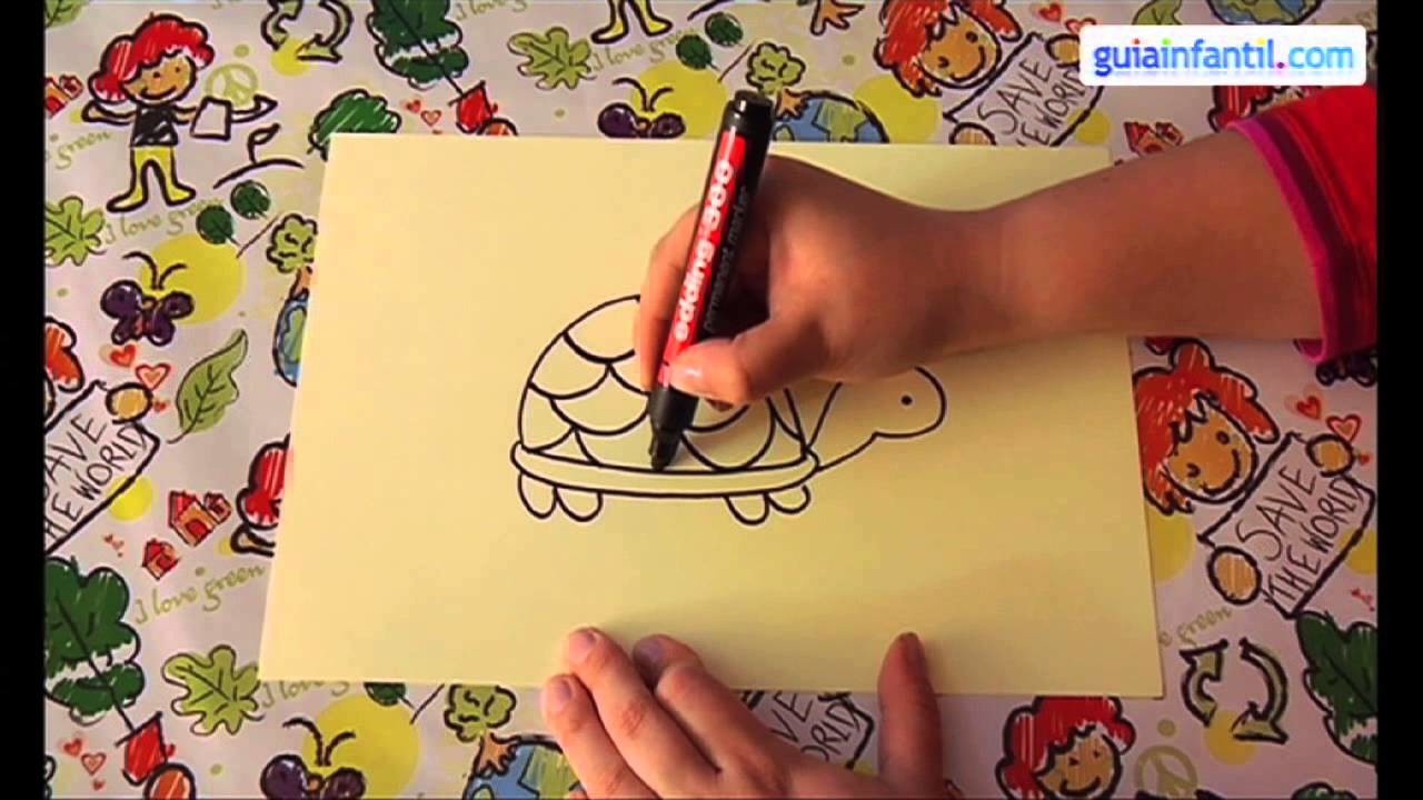 Cómo dibujar una tortuga. Dibujos de animales para niños.