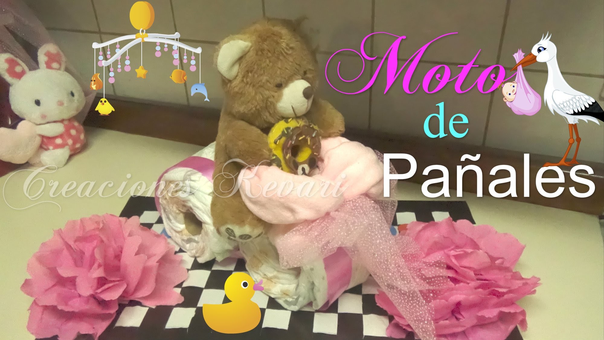 Moto de Pañales Regalo o Centro de Mesa Baby Shower.How to Make A Motorcycle Diaper