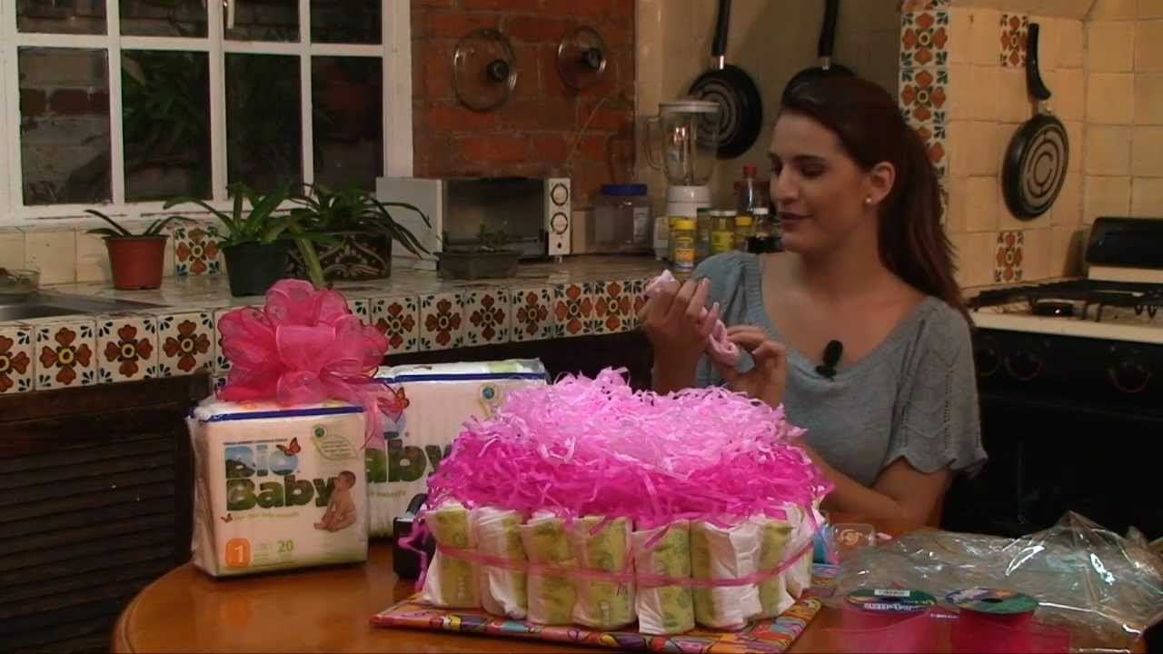 Pastel de pañales para baby shower